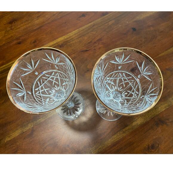 Cristal D’Arques France crystal Traditions Gold water wine goblets glasses x 2 - Picture 4 of 5